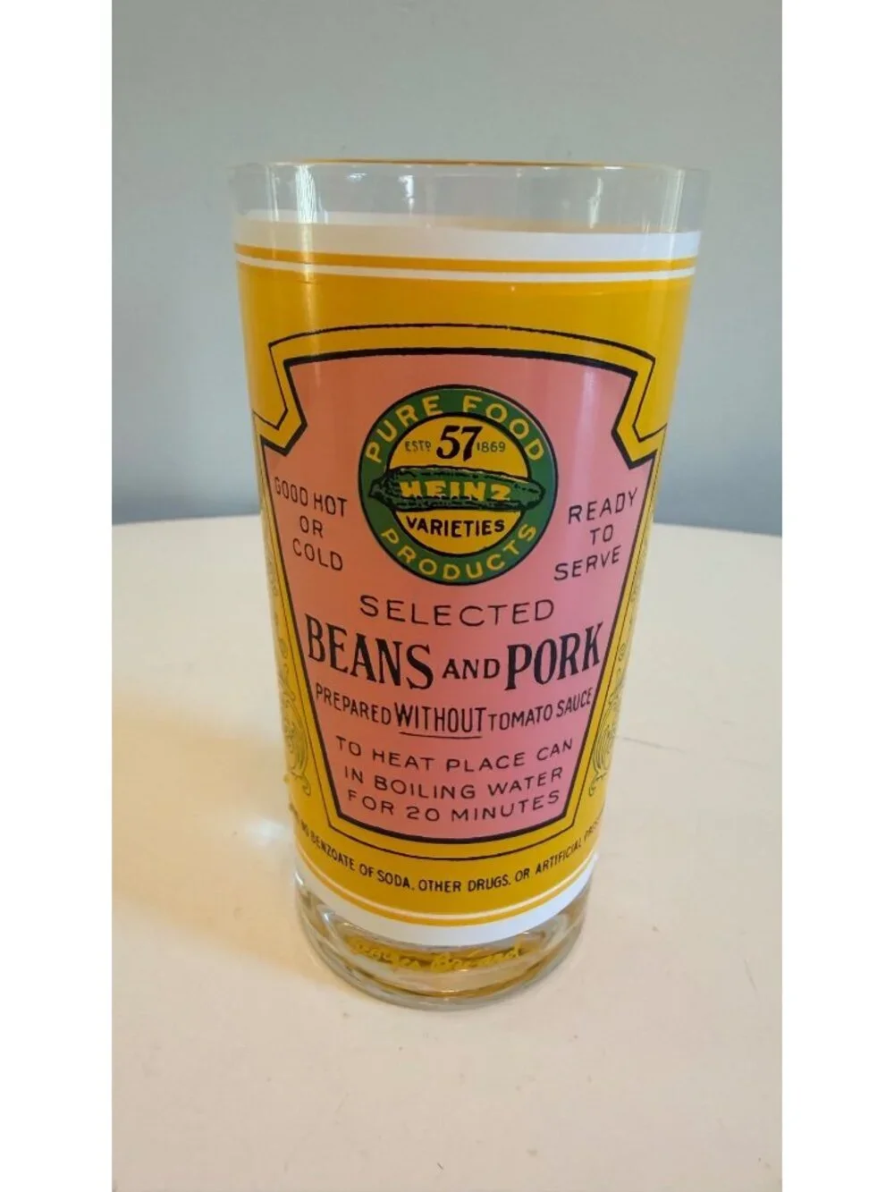 Vintage Georges Briard Heinz Soup Can Design Drinking Glasses Set of 2